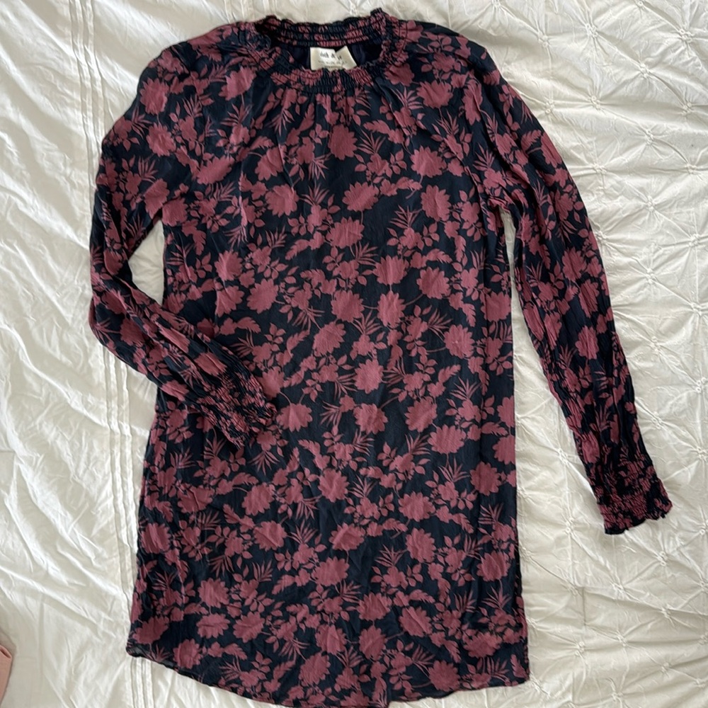 Cloth & Stone for Anthropologie Floral Bohemian Long Sleeve Smocked Dress